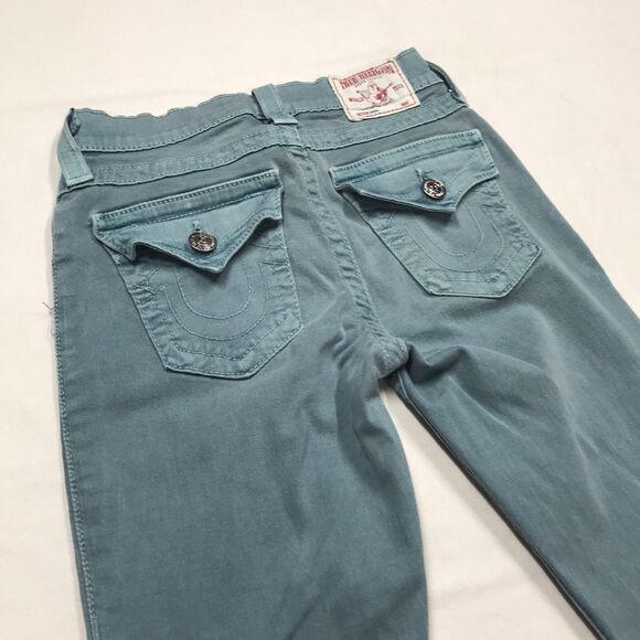 TRUE RELIGION Serena Jeans Women 26x29 Turquoise Green Skinny Stretch Denim USA - Picture 9 of 16